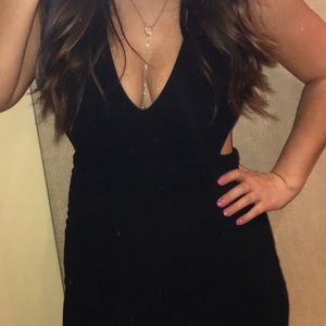 Black cut out and open back body on dress